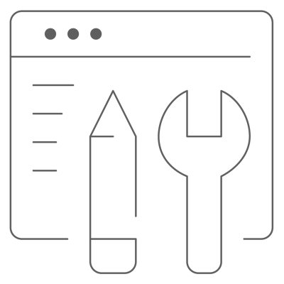 Website illustration drawing with spanner and pencil