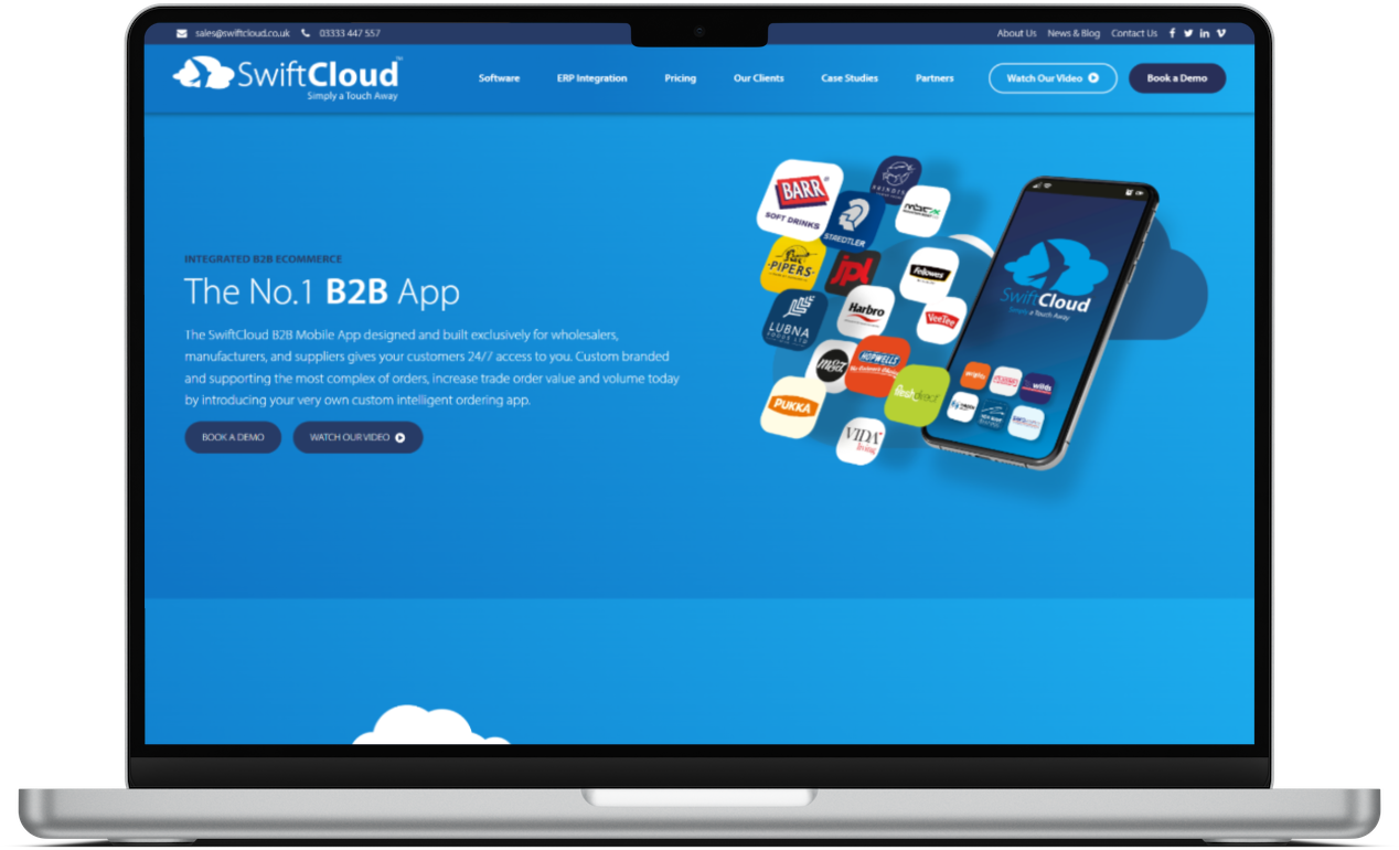 Custom corporate website design homepage inside iMac