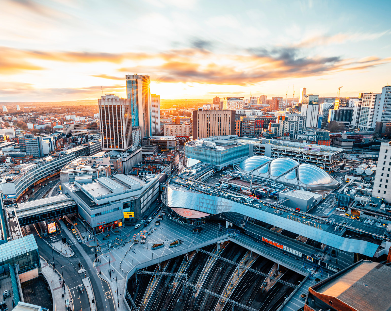 Birmingham City showing grand central arial view